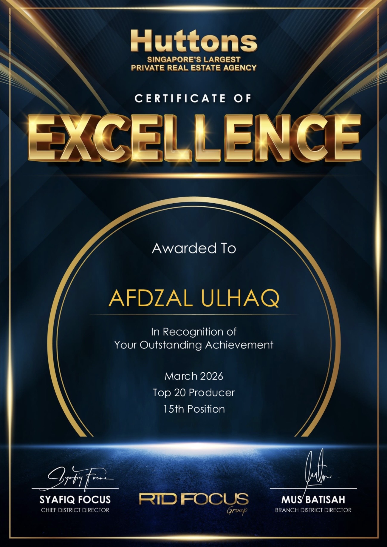 Award certificate